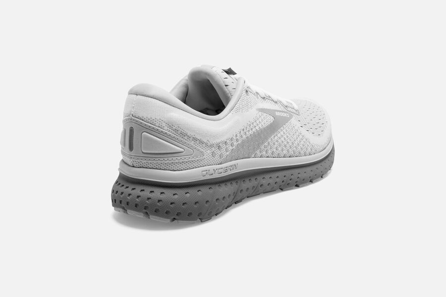 Brooks Running Shoes - Glycerin 18 Road Womens - White/Grey - CNZ-274895